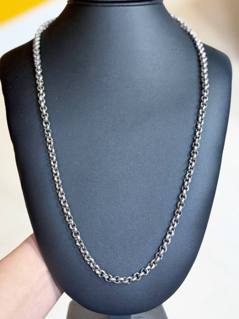 925 Sterling Silver Solid Circle Rolo Link Chain Necklace 27.25” 5.5mm